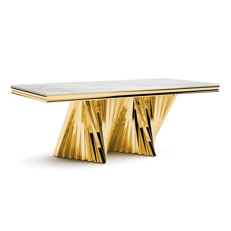 Furniture of America Thaddeus Glam 79-inch Sintered Stone Top Dining Table