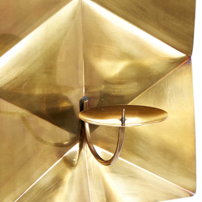 Stainless Steel Metal Geometric Pillar Wall Sconce with Hammered Design - Gold - Roche River Decor - 6"W x 10"L x 18"H