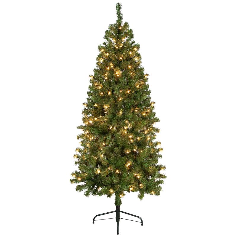 6' Pre-Lit Pine Artificial Wall Christmas Tree, Clear Lights - 6 Foot