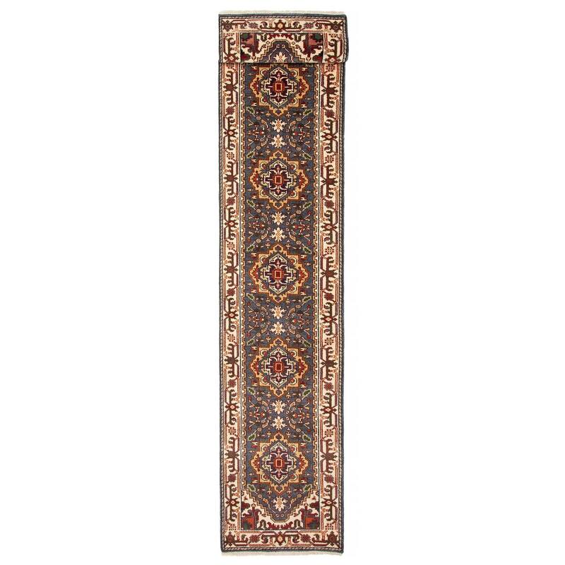 ECARPETGALLERY Hand-knotted Serapi Heritage Charcoal Wool Rug - 2'5 x 13'10 - Charcoal - 2'5 x 13'10