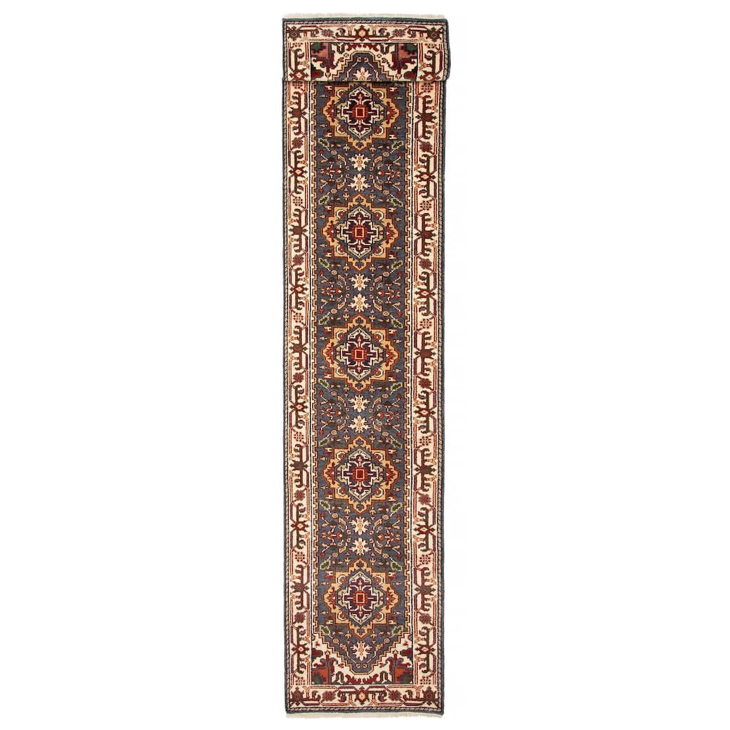 ECARPETGALLERY Hand-knotted Serapi Heritage Charcoal Wool Rug - 2'5 x 13'10
