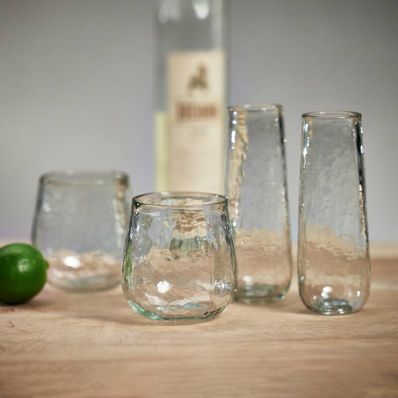 Kaz Hammered Stemless Champagne Flutes, Set of 4