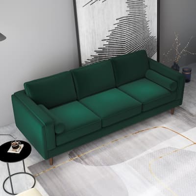 Flavia Mid Century Modern Pillow Back Velvet Sofa