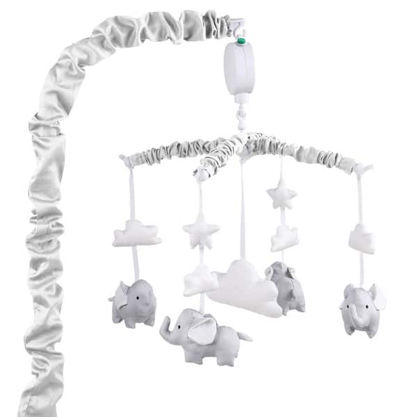 slide 1 of 1, The Peanutshell Elephant Musical Mobile in Grey
