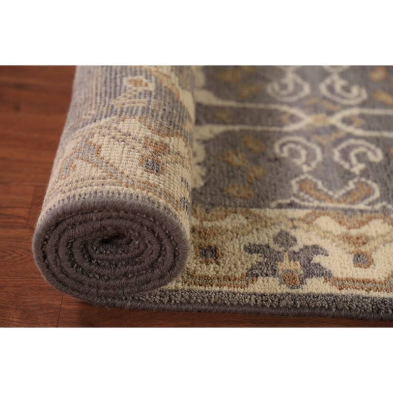 Oushak Indian Runner Rug Hand-Knotted Wool Carpet - 2'7" x 9'9"