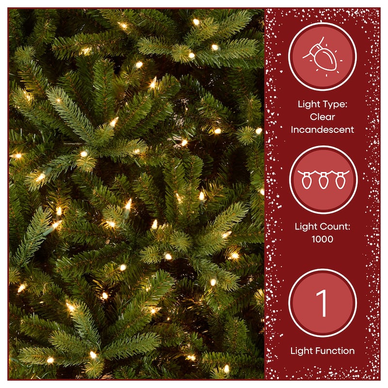 National Tree Company 7.5 ft. Feel-Real Jersey Fraser Fir Medium Hinged Tree with 1000 Clear Lights - 7.5 Foot