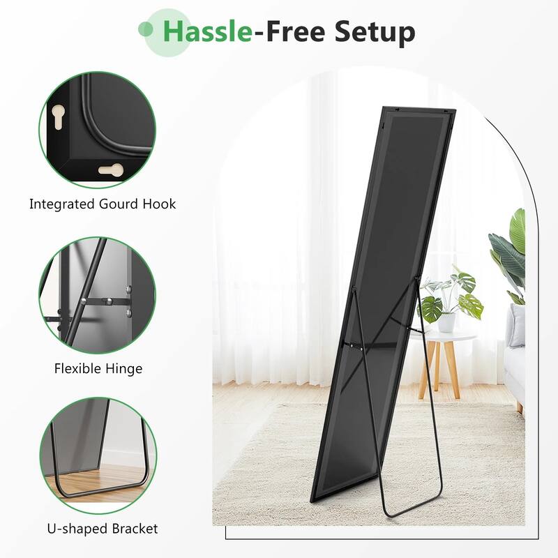 Full Length Mirror with Stand, Floor Mirror with Frame, Full Body Mirrors, Free Standing or Wall-Mounted Mirrors for Living Room