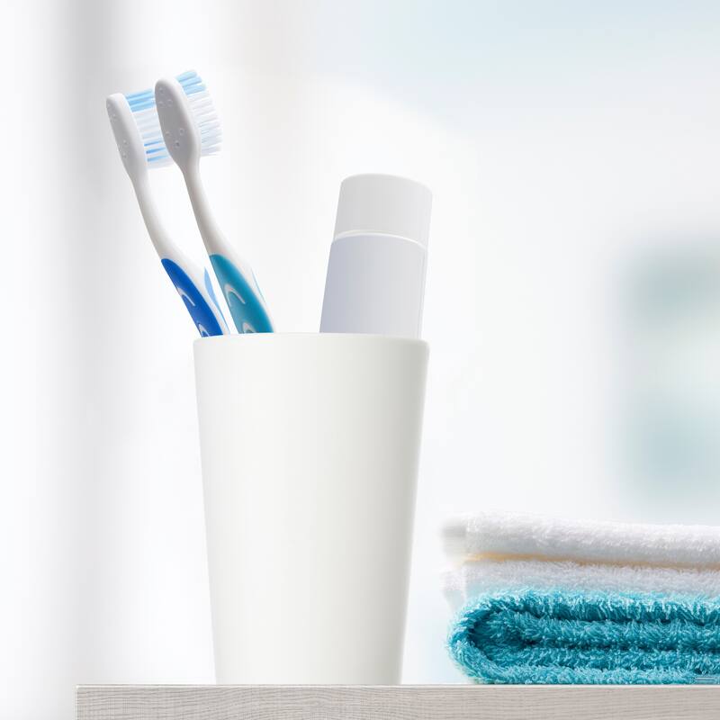 2pcs Bathroom Toothbrush Tumblers for Kitchen 4.52"x3.03" - White