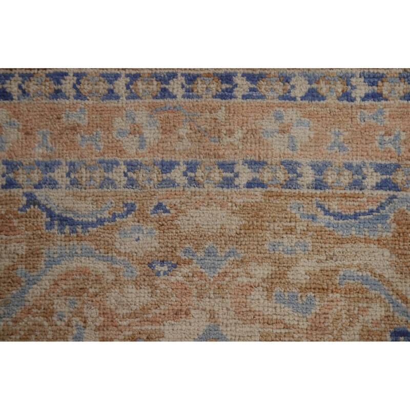 Hand Knotted Oriental 100% Wool Carpet Transitional Geometric Oranges & Rust Oushak Area Rug - 3' 11'' X 2' 11''