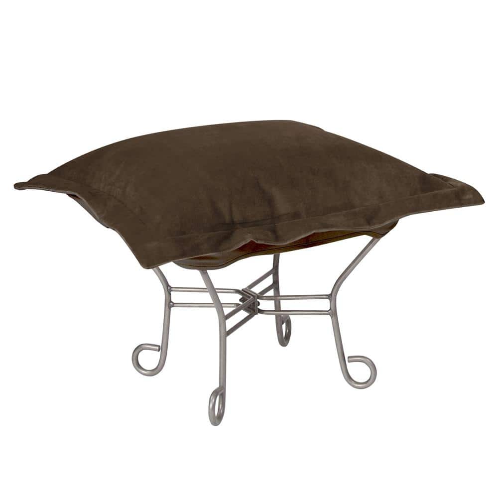 Allan Andrews Scroll Puff Ottoman with Titanium Frame & Cover, Bella Collection