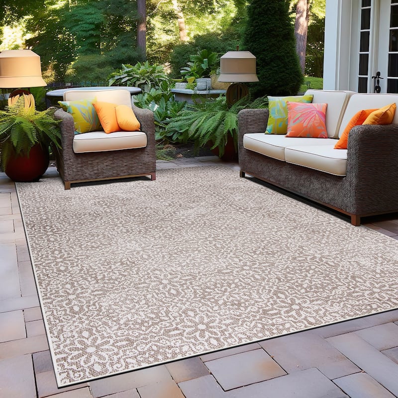 World Rug Gallery Contemporary Flowers Indoor/Outdoor Area Rug