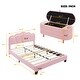 preview thumbnail 4 of 12, Full Size Flower-Shape Platform Bed w/LED Light Strip & Ottoman, Pink