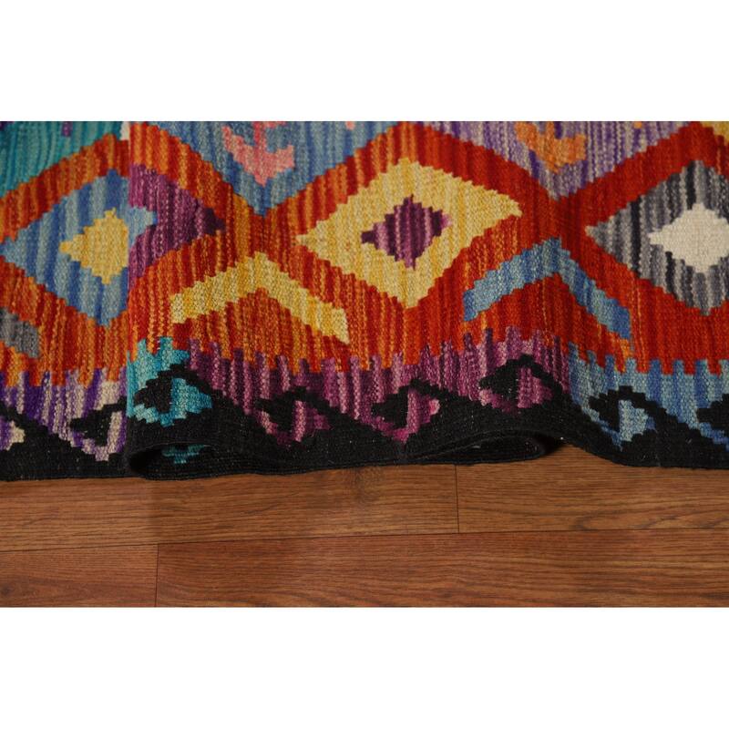 Reversible Kilim Oriental Area Rug Flatweave Southwestern Wool Carpet - 8'1" x 9'7"