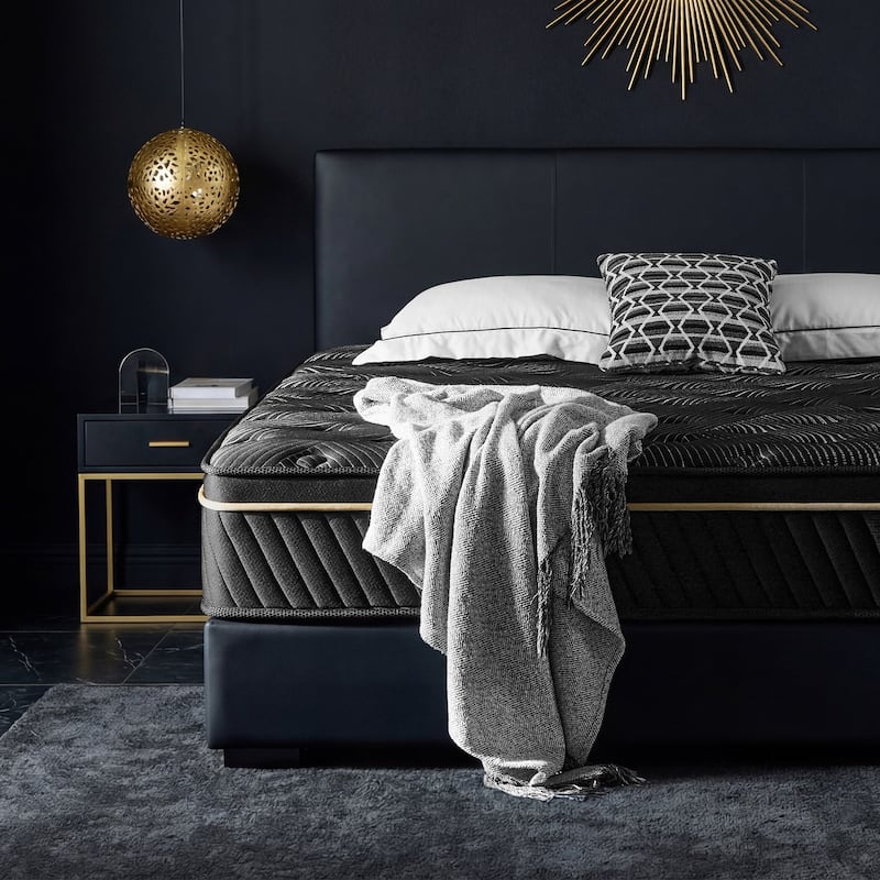 12 in. Medium Firm Gel Memory Foam Hybrid Breathable Knitted Cover Mattress - Black - King