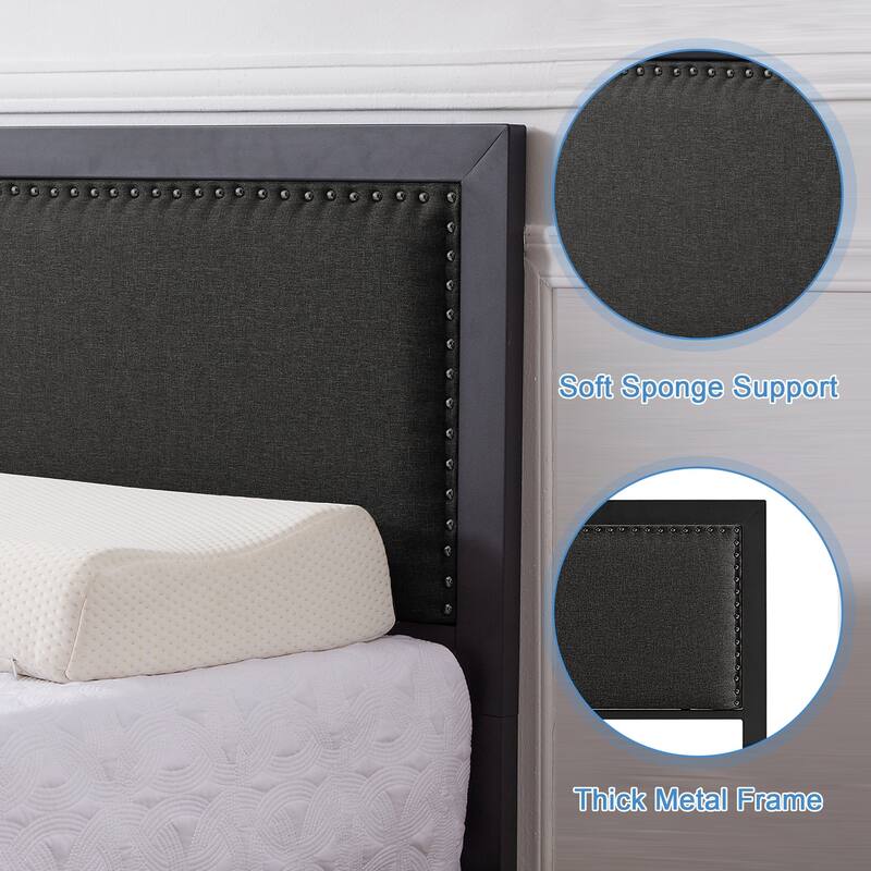 VECELO Upholstered Kids Bed with Headboard,Twin Size Bed Set of 2