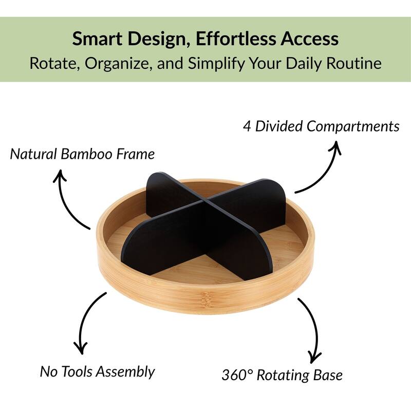 Rotating Bathroom Organizer 4 Compartments - 9.75 L x 9.75 W x 3.25 H