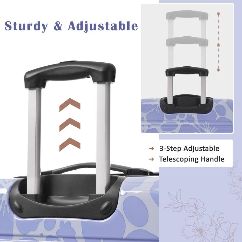 3-Piece, Modern Luggage Sets, Lightweight Luggage with Silicone Handles and Combination Lock, for Boarding Travel, Blue