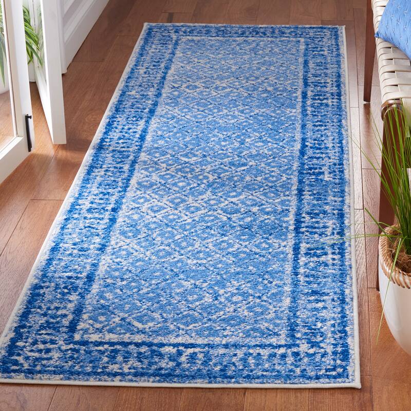 SAFAVIEH Adirondack Cass Distressed Rug - 2'6" x 12' Runner - Silver/Blue