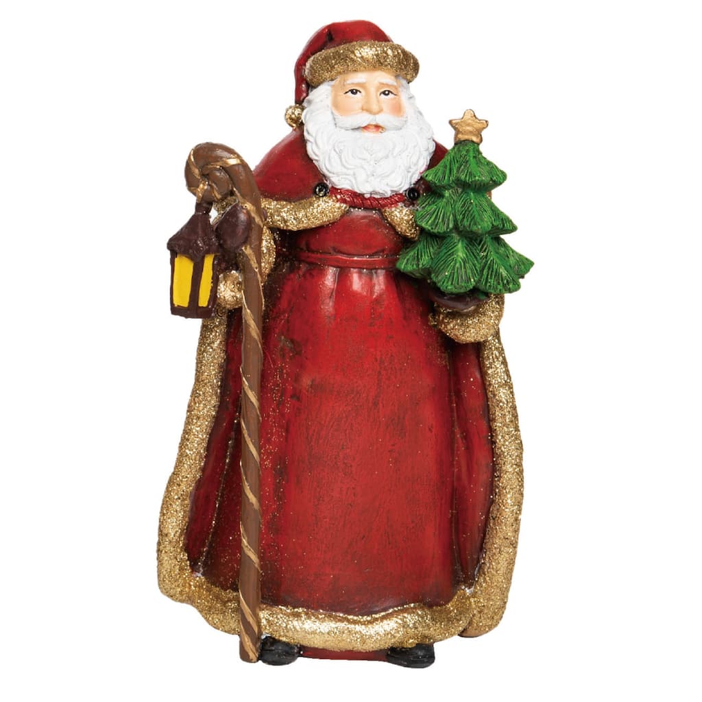 Transpac Resin 9 in. Multicolored Christmas Gilded Santa Figurine