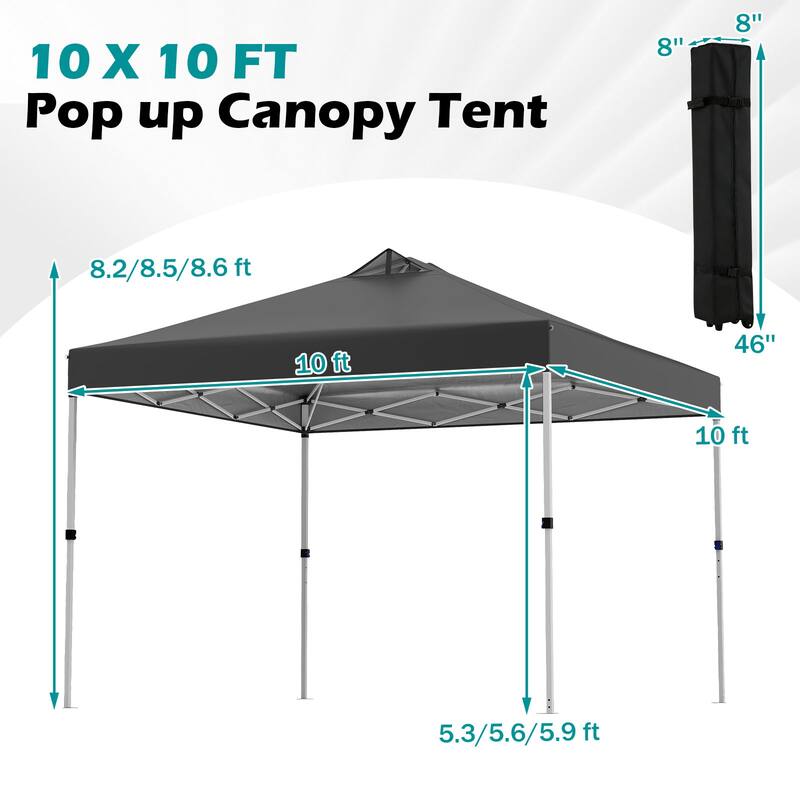 Gymax 10x10 FT Pop Up Canopy Tent 1-Person 1-Button Push Instant Setup