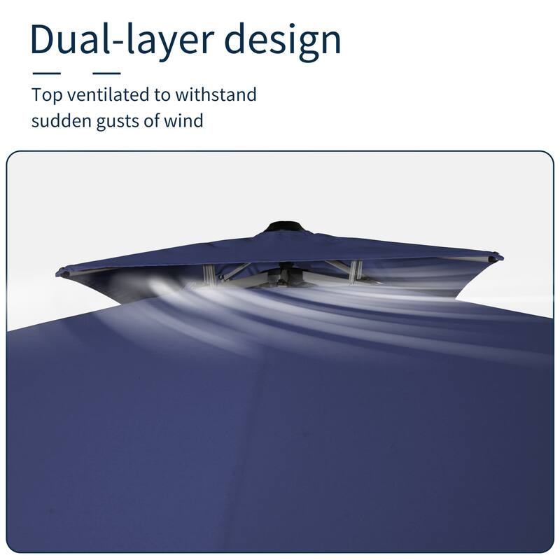 11FT Patio Umbrella Outdoor Square Double Top Umbrella with Base