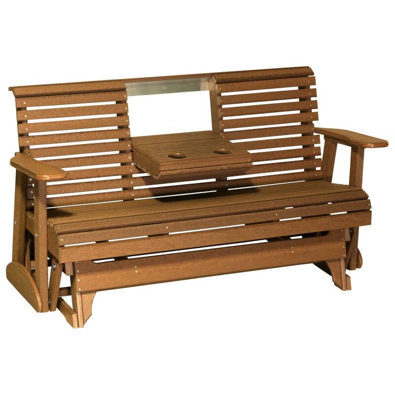 Poly Lumber Plain Rollback Patio Glider - 5' - Antique Mahogany Woodgrain