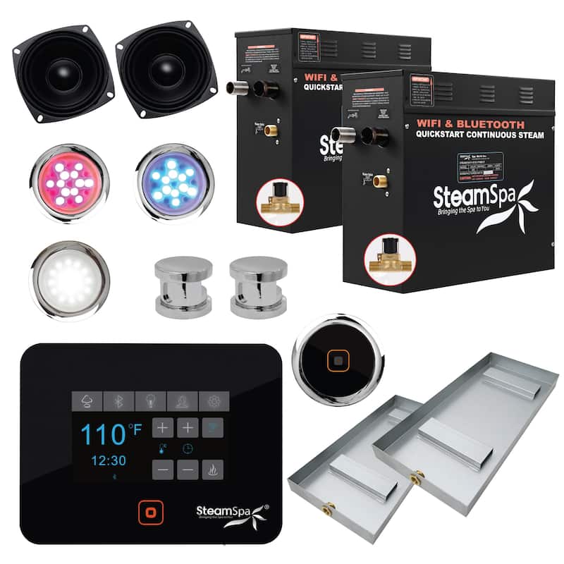 SteamSpa BKT1500-A Black Series Wifi and Bluetooth 15kW QuickStart - Chrome