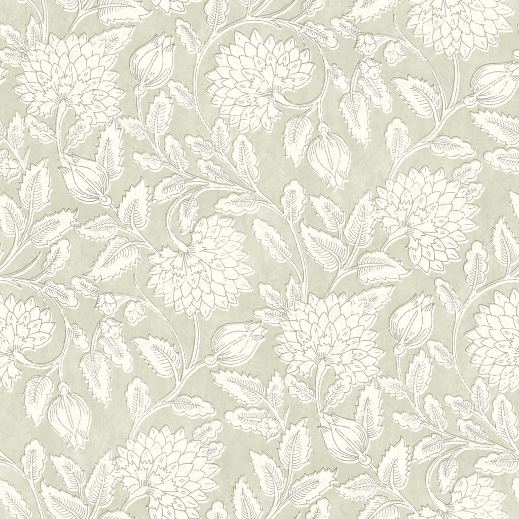 Chesapeake Vadouvan Sage Jacobean Trail Wallpaper