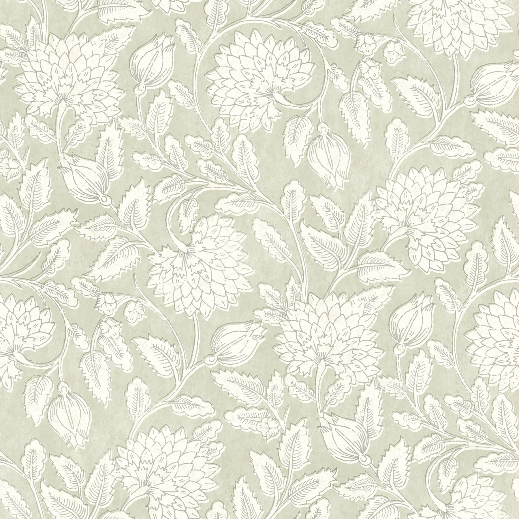 Chesapeake Vadouvan Sage Jacobean Trail Wallpaper