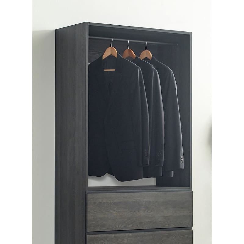 Prosper 32" Gray Wood Walk-in Closet with Four Drawers