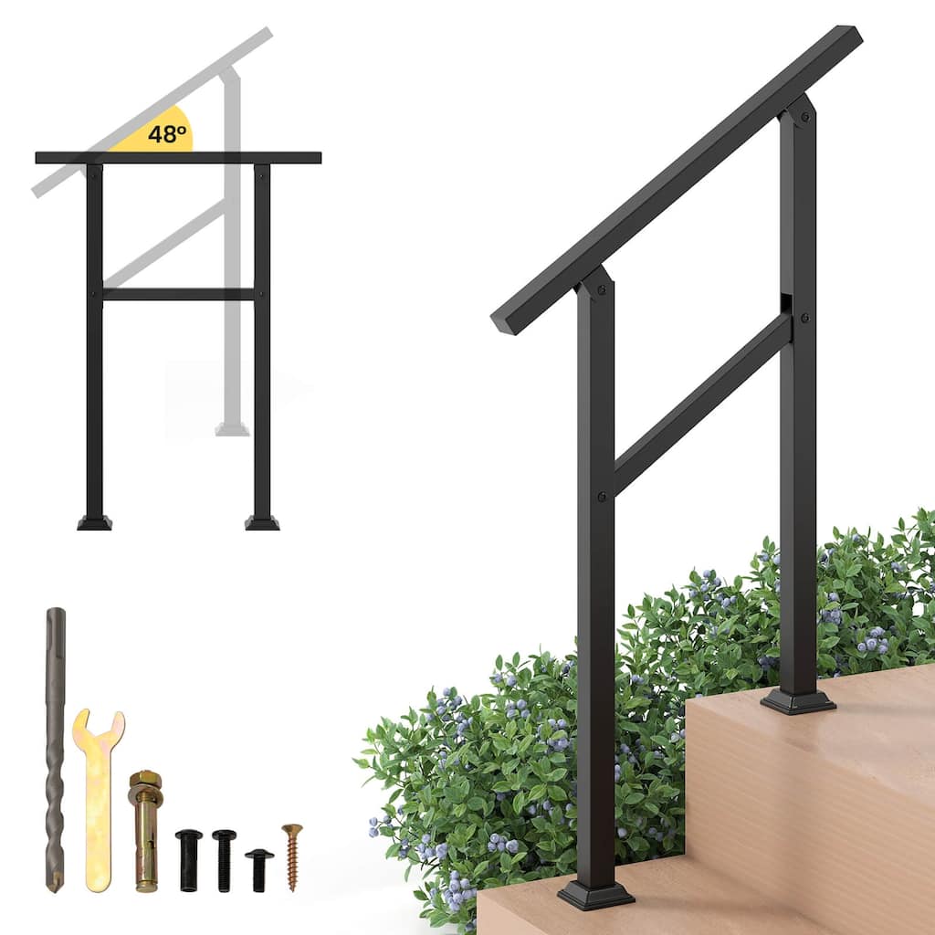 Costway 1/2 PCS Handrail for Outdoor 0-2/0-3 Steps with Flexible Angle