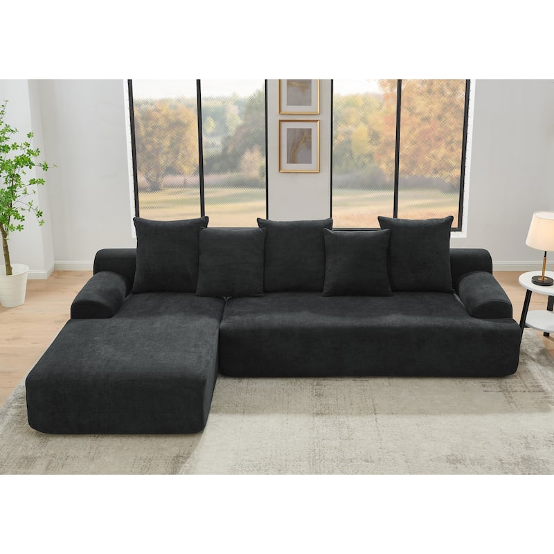 Modern Upholstered L-Shape Sectional Sofa Couch - Black