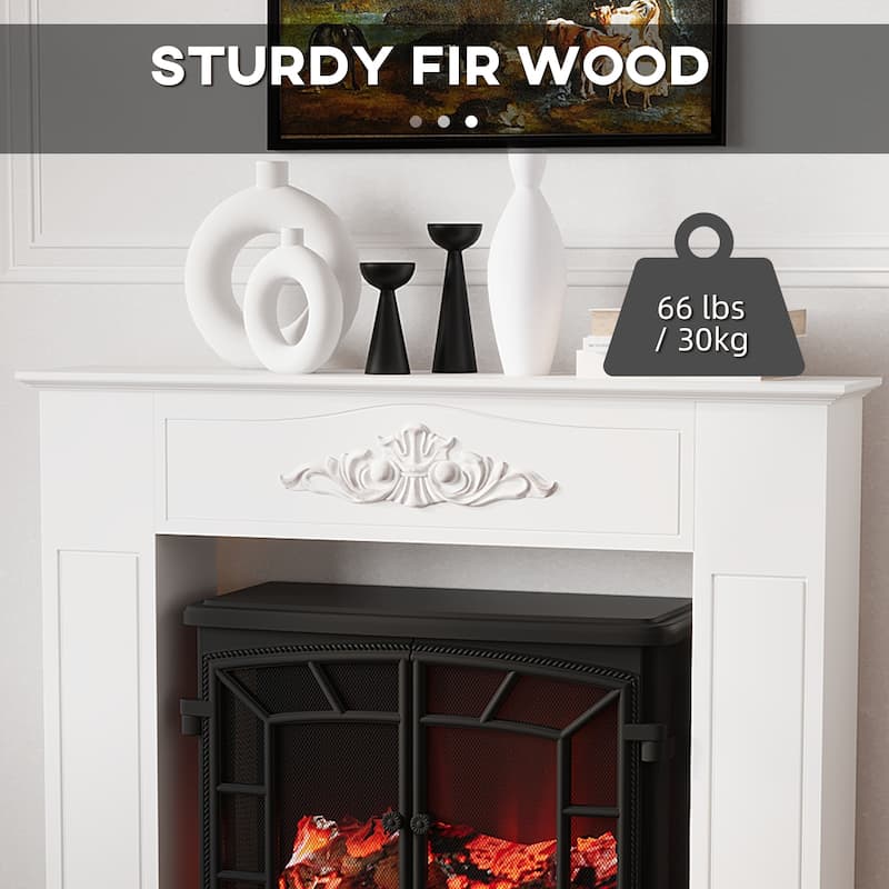 HOMCOM Fir Wood Fireplace Mantel Surround, 44.75" W x 40" H, Freestanding Electric Fireplace Stove Mantel