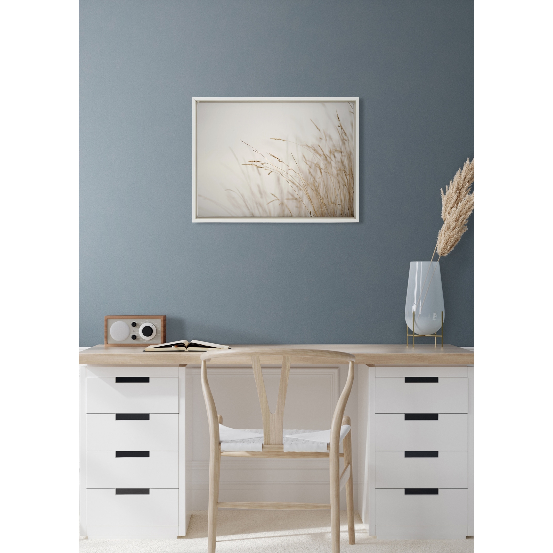Kate and Laurel Sylvie Marsh Grass No 1 Framed Canvas by Crystal Lynn Collins