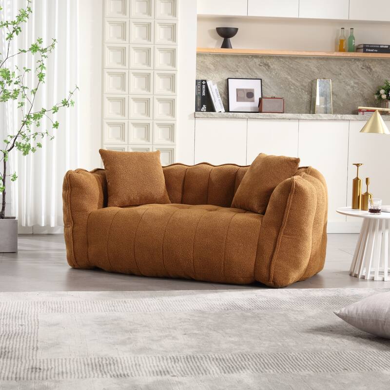 66-Inch Chenille Upholstered Loveseat with Pillows