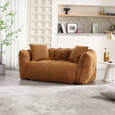 Ouyessir Upholstered Chenille Fabric Bean Bag Sofa Chair with 2 Pillows