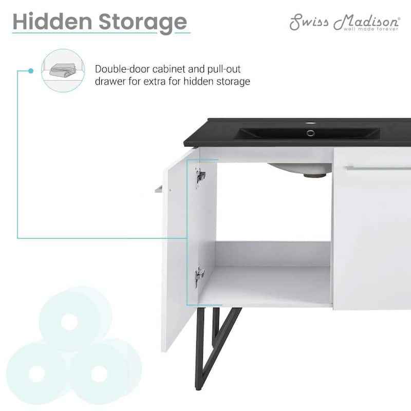 Swiss Madison SM-BV216DMB Annecy 59" Free Standing Double Basin Vanity