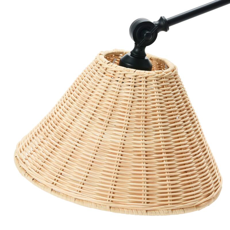 Adjustable Wall Sconce with Rattan Shade