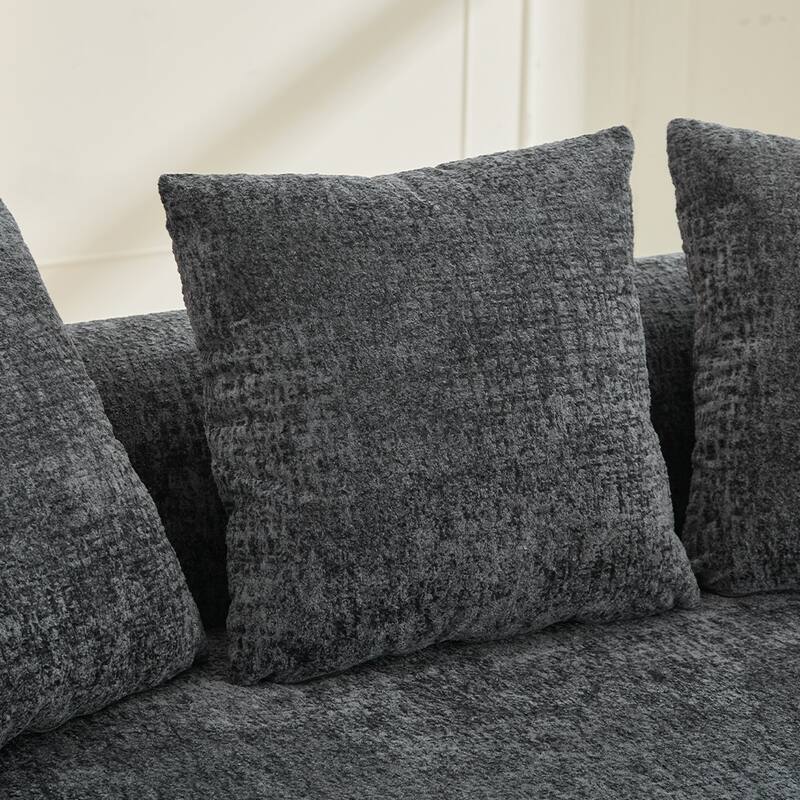 63.2" Modern Small Loveseat Sofa, Chenille Boneless Couch, Deep Seat Sofa with 3 Pillows
