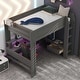 preview thumbnail 3 of 10, Full Wooden Loft Bed with Desk Storage Shelves LED & Charging Station-Grey
