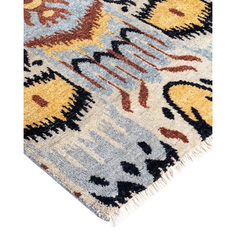 Ikat One-of-a-Kind Hand-Knotted Area Rug - Beige, 8' 2" x 10' 1" - 8' 2" x 10' 1"