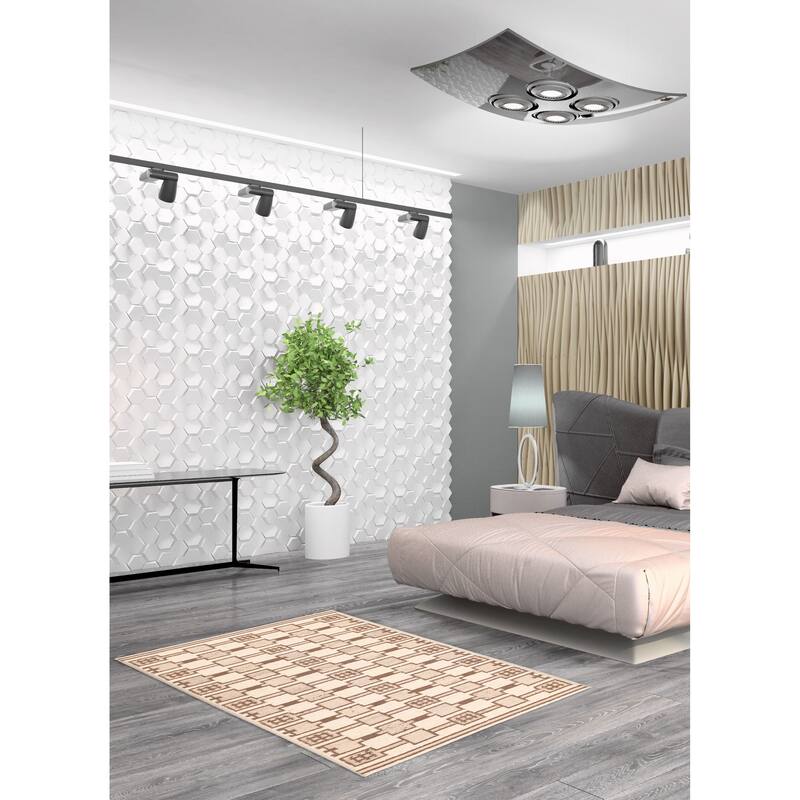 ECARPETGALLERY Flat-Weave Marrakech Cream Wool Kilim - 5'3 x 7'9