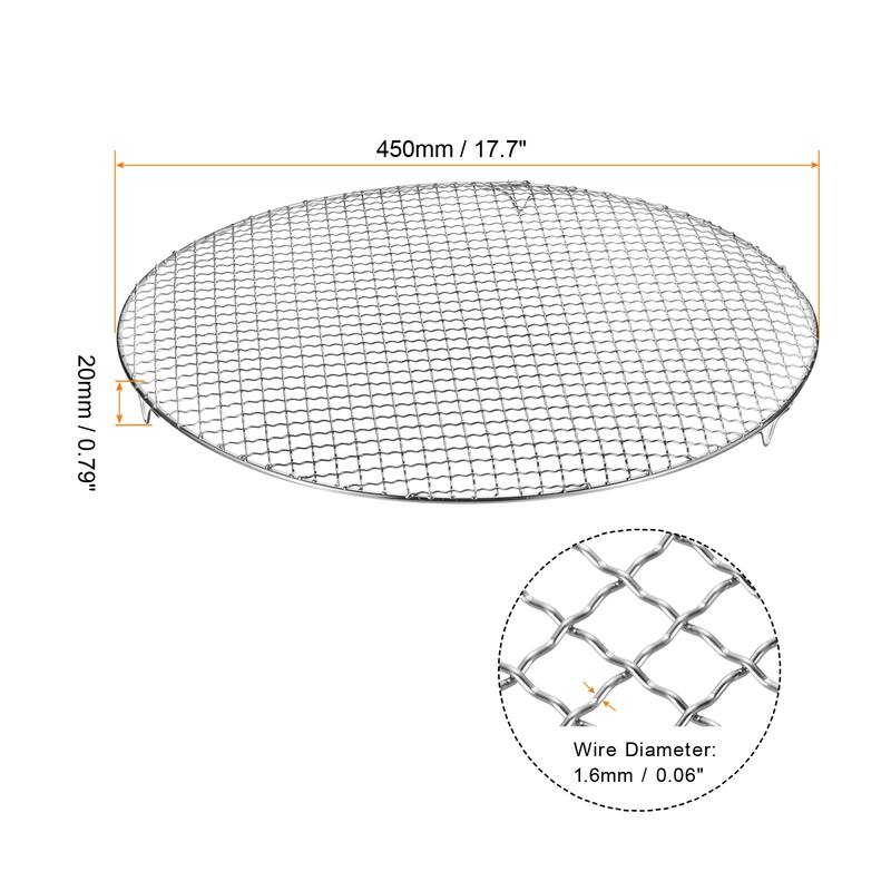 Round Cooking Rack 17.7" 201 Stainless Steel Barbecue Grill with 20mm Legs - 17.7 Inch 0.06" - Silver