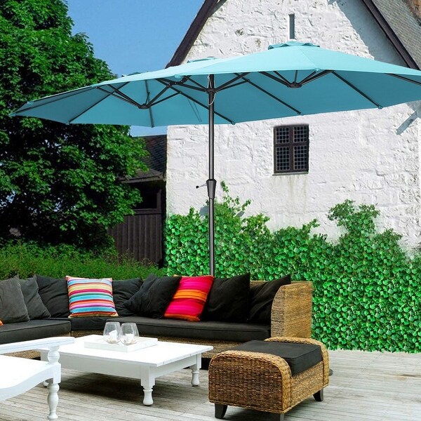 Ainfox 15-foot Double-sided Solar LED Lighted Patio Umbrella Ainfox 15-foot Double-sided Solar LED Lighted Patio Umbrella