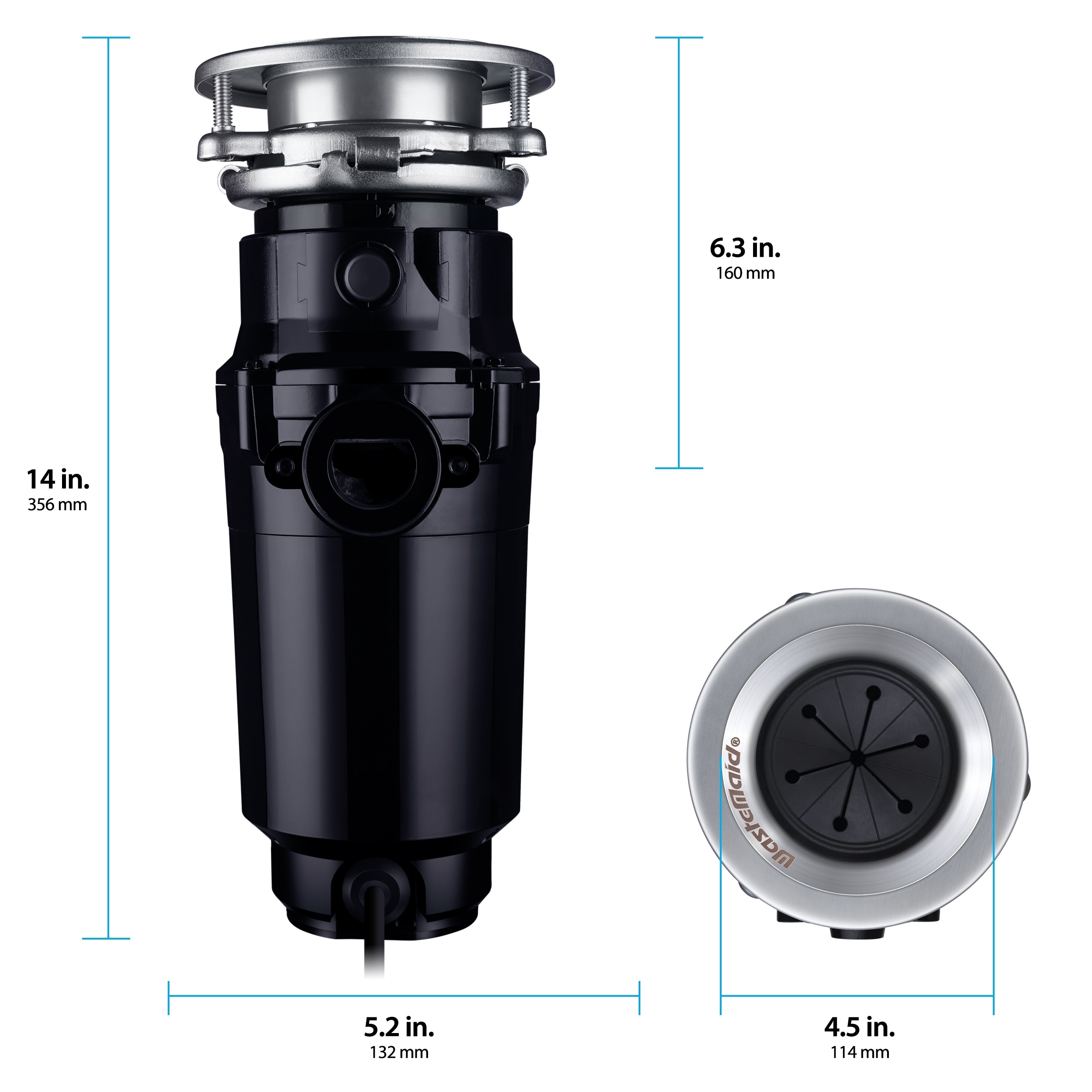 Titan 10-US-TN-T-960-3B Garbage Disposal, HP Deluxe, Black with Stainless Steel Sink Flange and Silver Guard - 2
