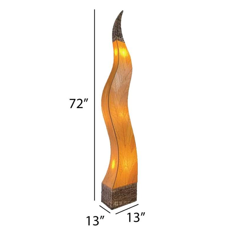 Eangee Handmade Flame Giant Lamp, Cocoa Leaves Shade, 13 x 13 x 72 in. - 13 x 13 x 72