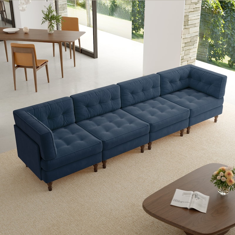 Oversized Modular Sectional Corduroy Fabric Tufted Sofa