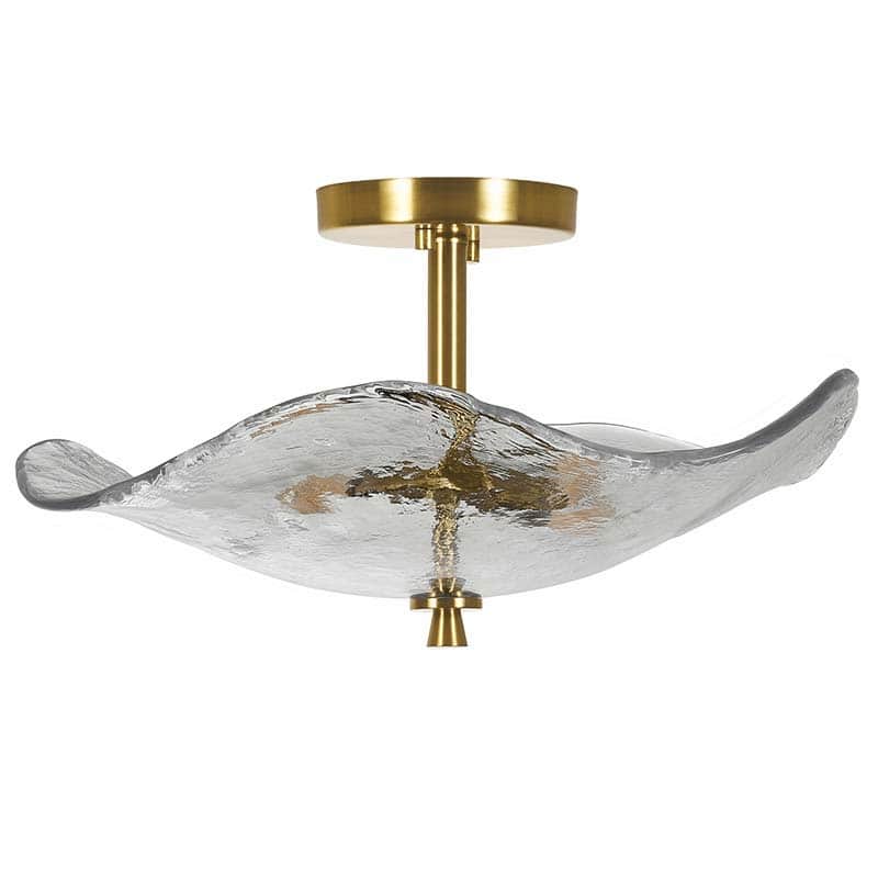 16.5" Glass Semi Flush Mount Ceiling Light Fixture, 2-Lights Close to Ceiling Light, Modern Ceiling Light Fixture