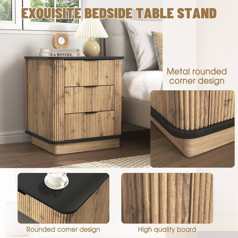 Multi-functional three-drawer MDF nightstand