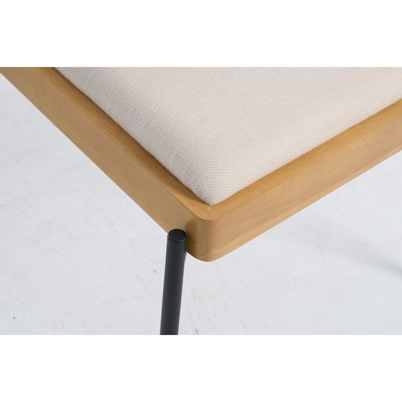 Dining Chairs Set of 2, Accent Linen Fabric Side Chairs with Rattan Backrest Metal Legs Kitchen Chairs for Dining Room